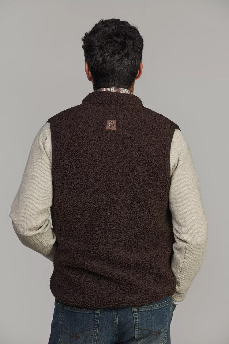 PILE FLEECE VEST DARK BROWN