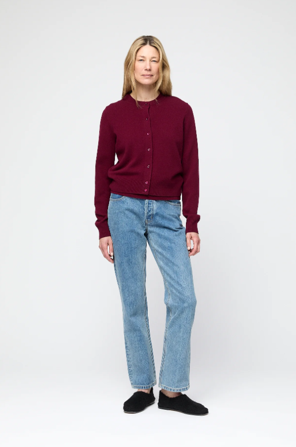 Classic Wool Cardigan Burgundy