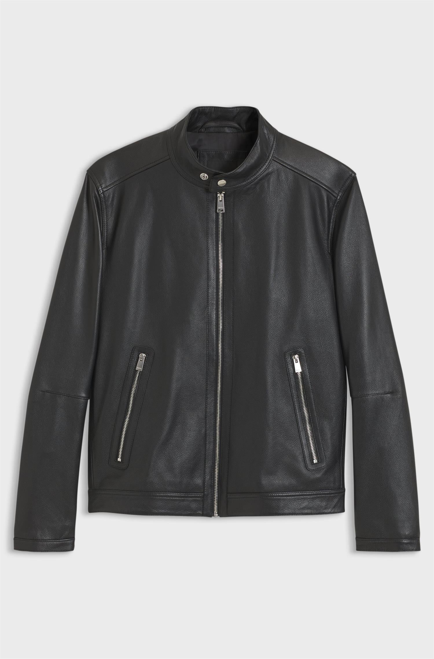 Mansell Grained Leather Jacket Black