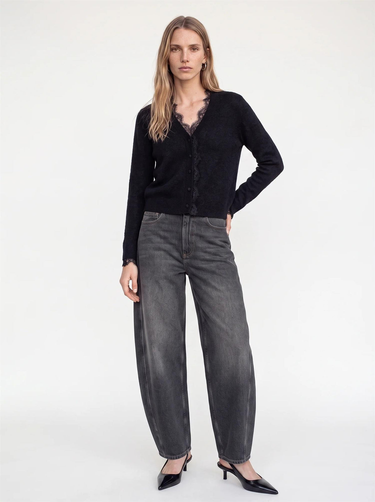Mmhelmi Lace Knit Cardigan Blck