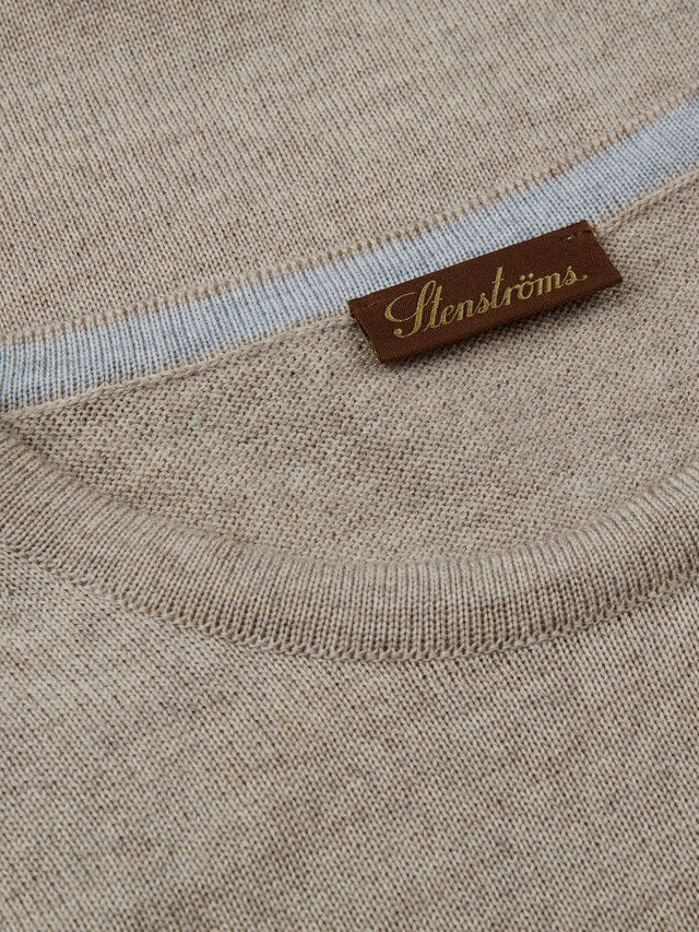 Sweater Knitted Crew Neck Merino Wool Beige