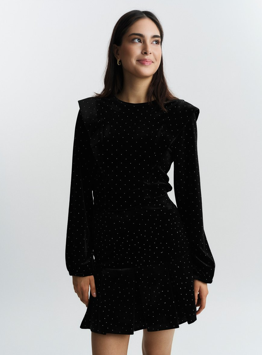 Sirina Stud Velour Skirt Black