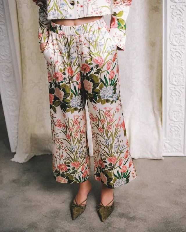 Tailored Satin Trousers PF25 Flower Fields