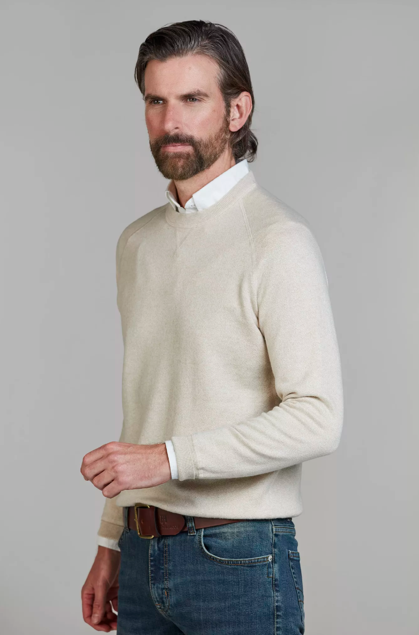 Crew Neck College Sweater Beige