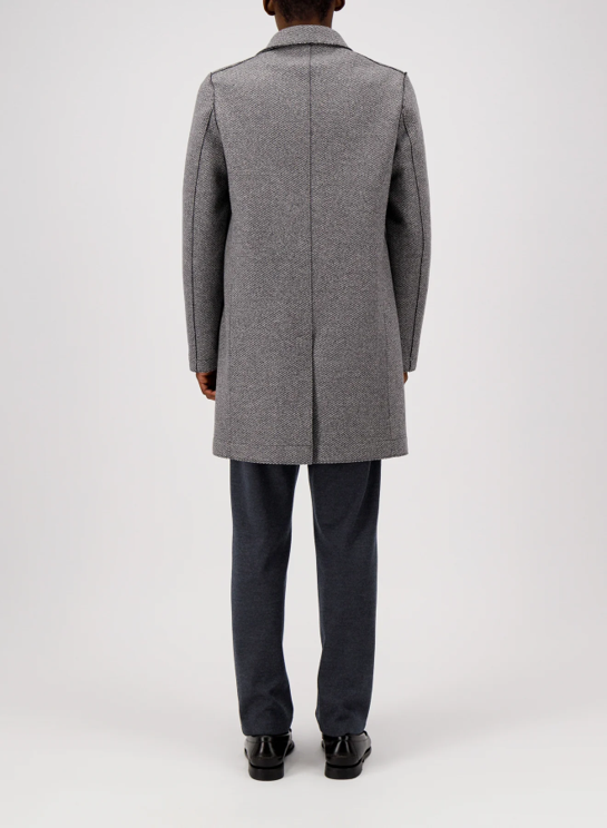 Mens Boxy Coat Patterned Cashmere Blend