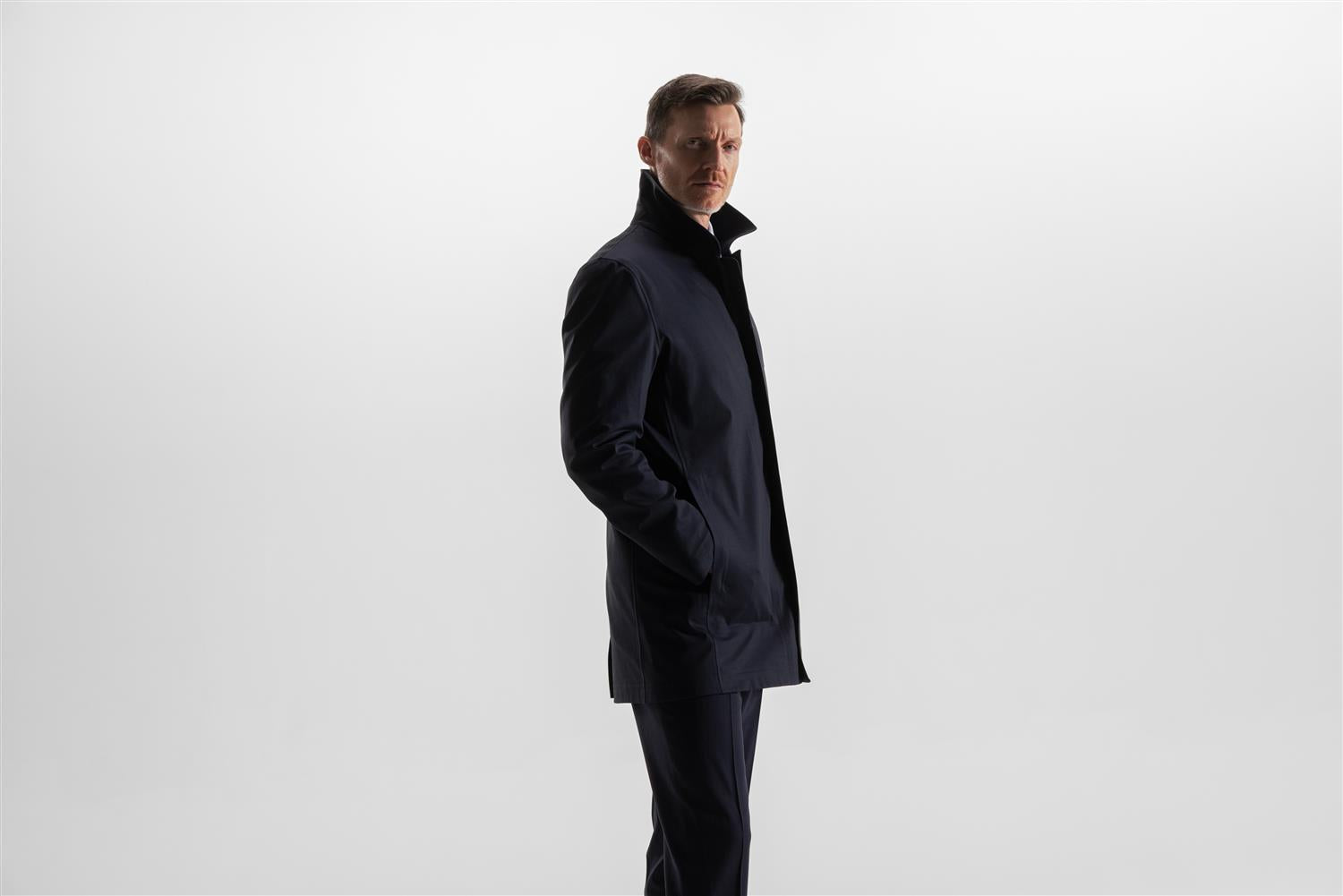 SKY FALL COAT SAVILE NAVY WOOL