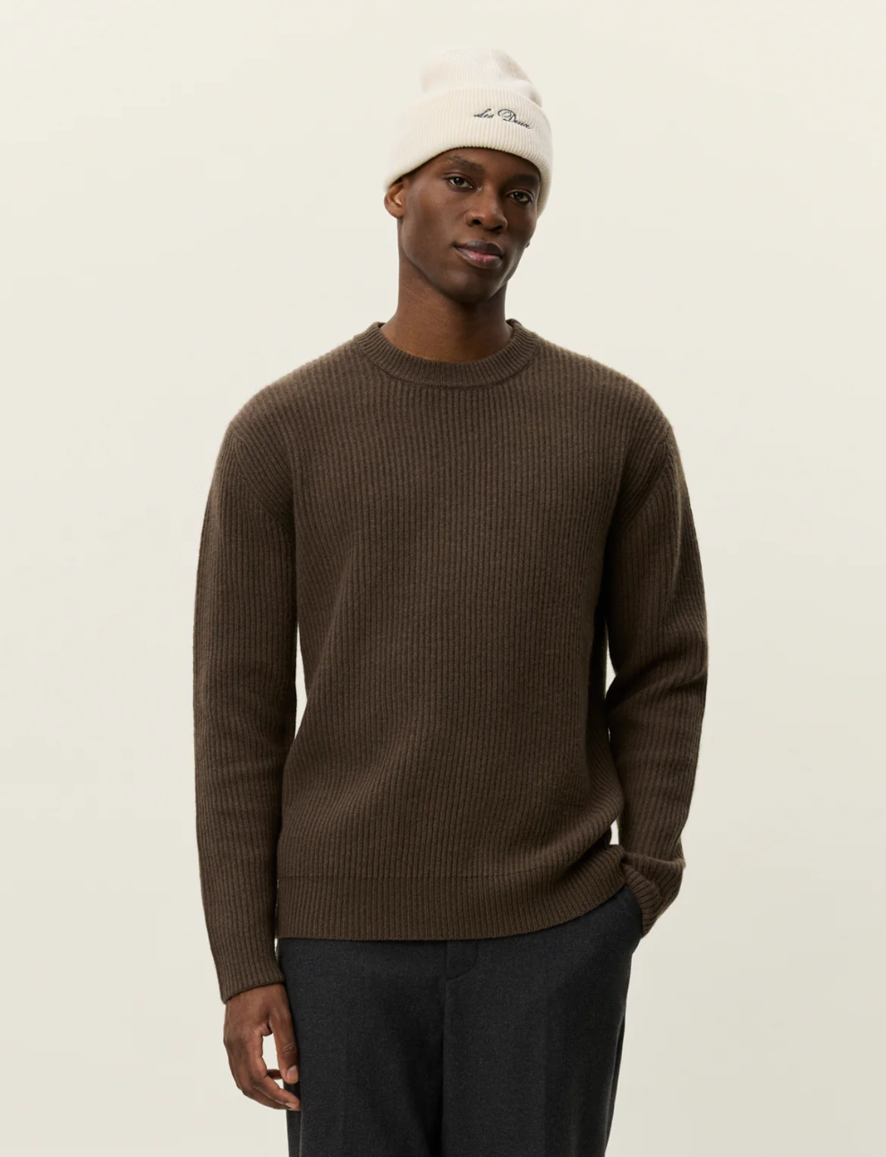 Eddie Wool Rib Crewneck Knit Teak