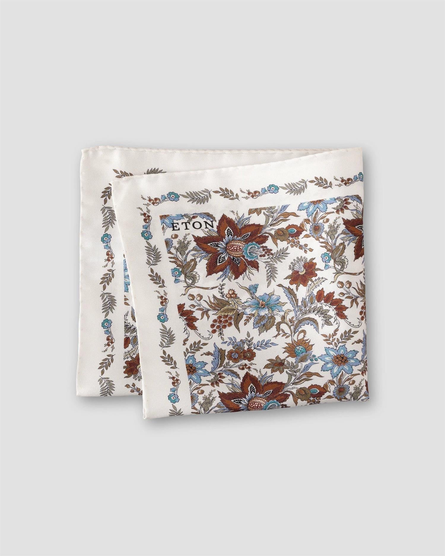 Beige Floral Silk Pocket Square