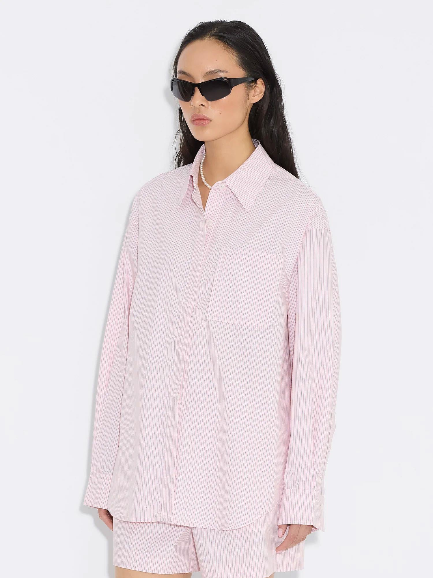 Loose Stripe Shirt Pink Mix