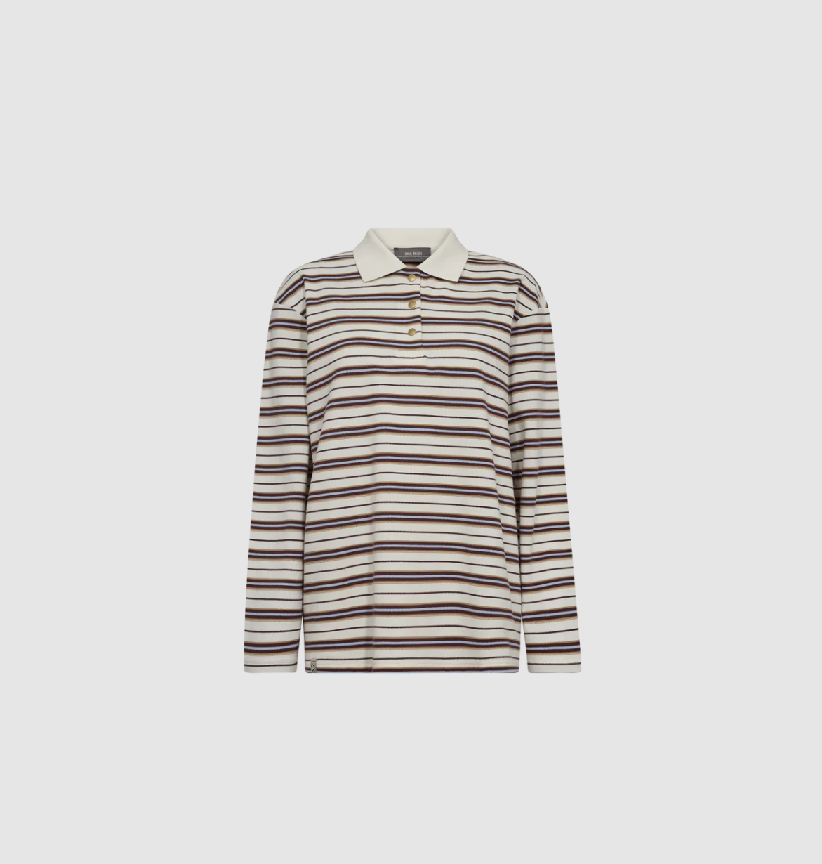 MMRossett LS Stripe Polo Tee Brunnera Blue