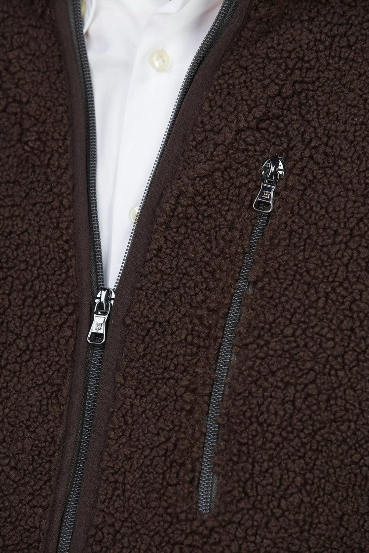 PILE FLEECE JACKET DARK BROWN