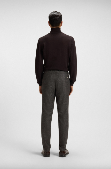 Genius Micro Patterned Wool Pant Dark Brown