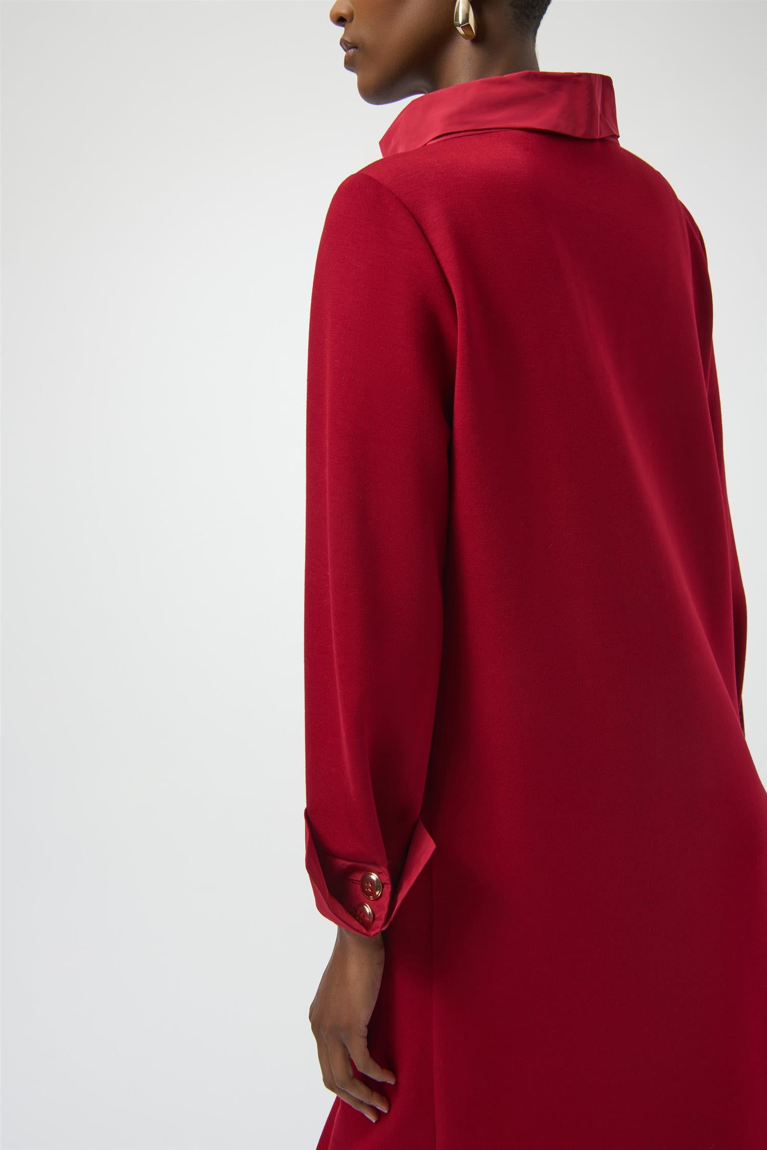 Scuba Jersey & Memory Trapeze Dress Deep Cherry