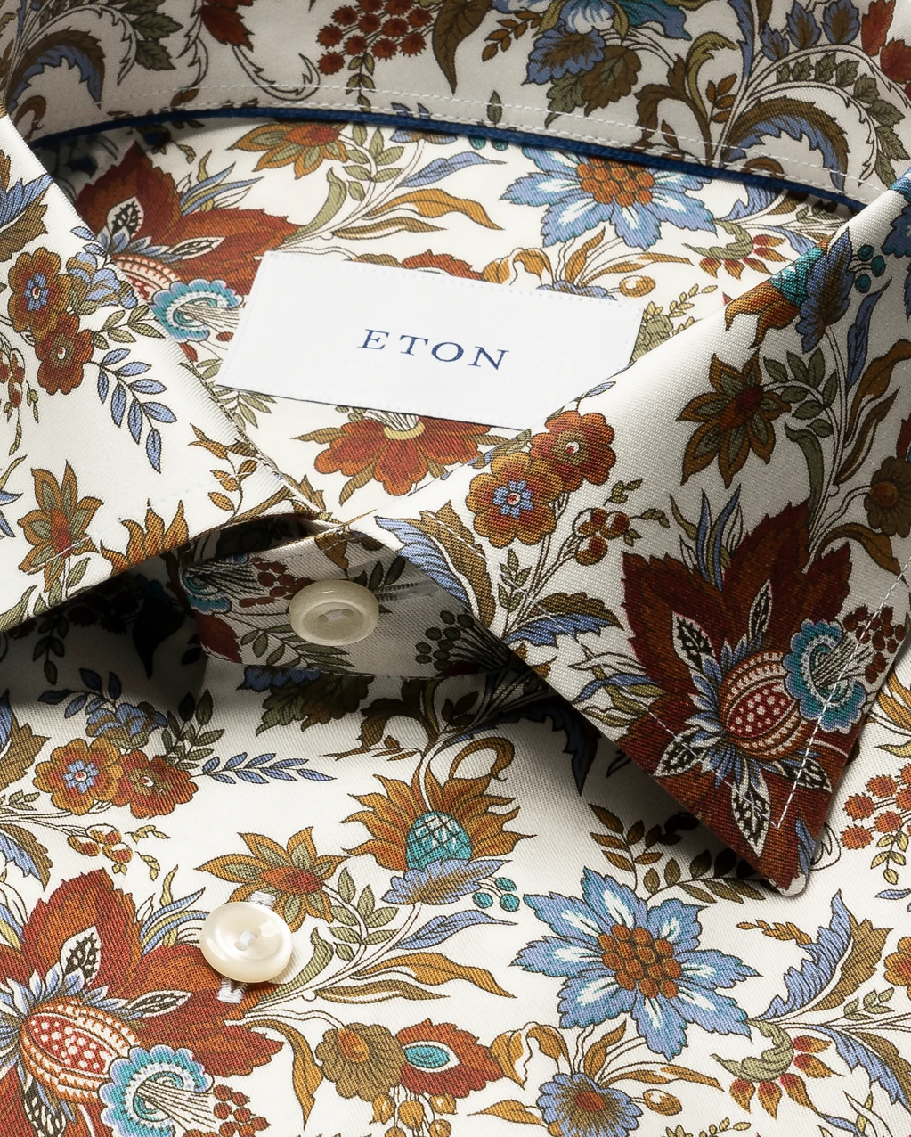 Red Floral Print Signature Twill Slimfit Shirt