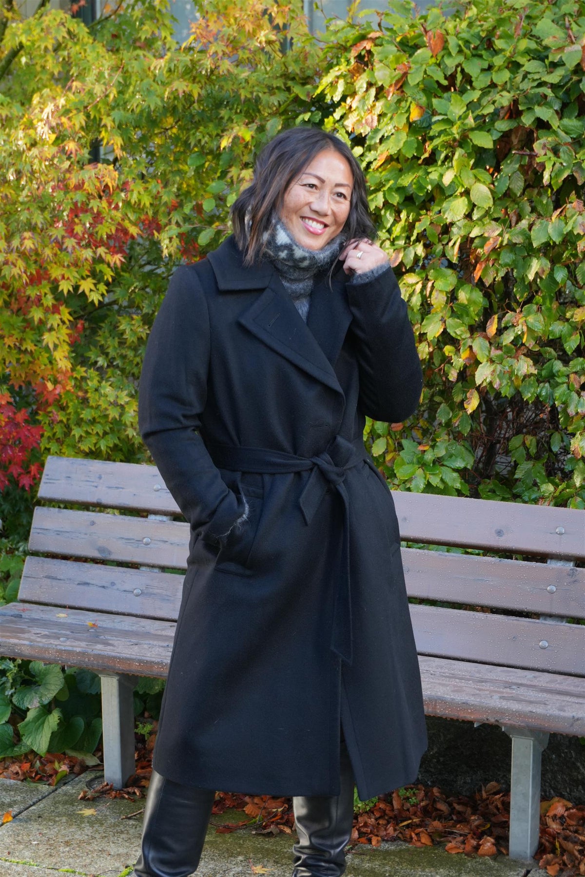 Clareta Belt Midi Black Cashmere Coat