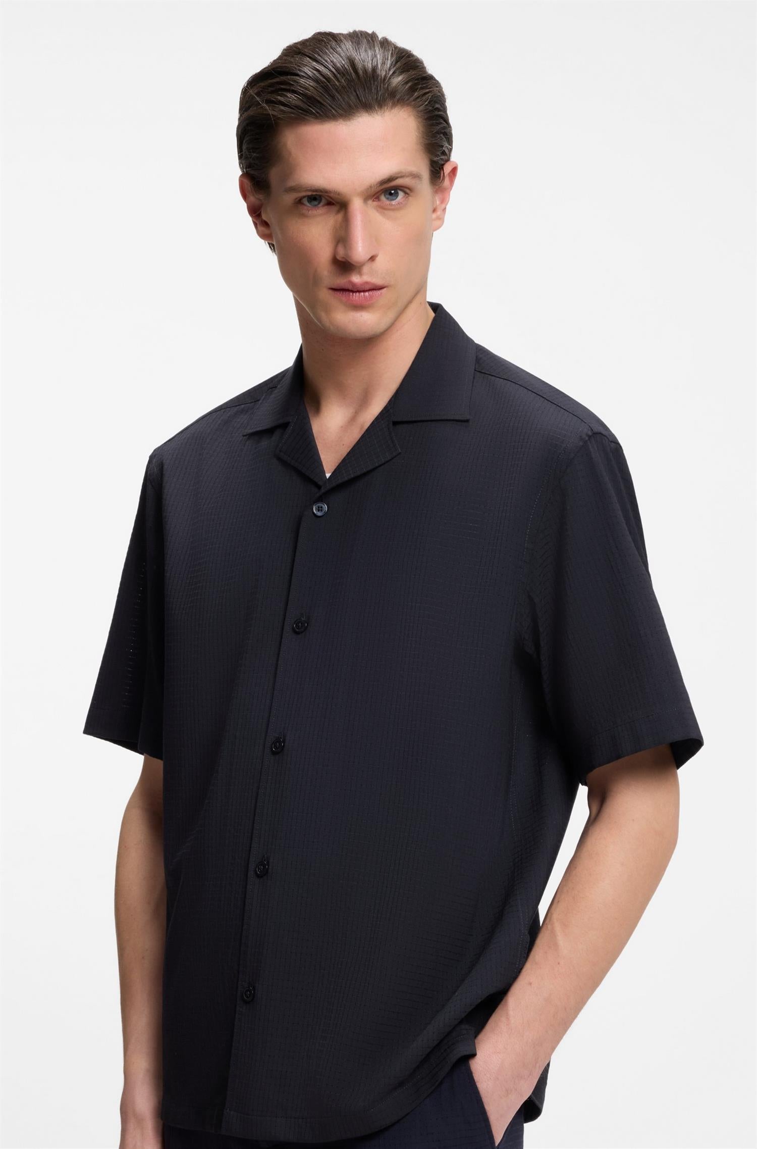 P-Lars Relaxed-fit shirt in wool-blend mesh