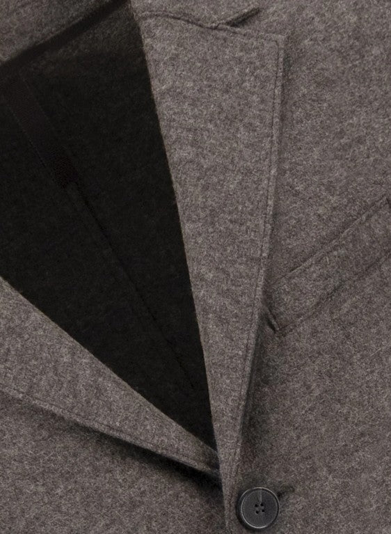 Mens Boxy Coat Pressed Wool Brown Grey
