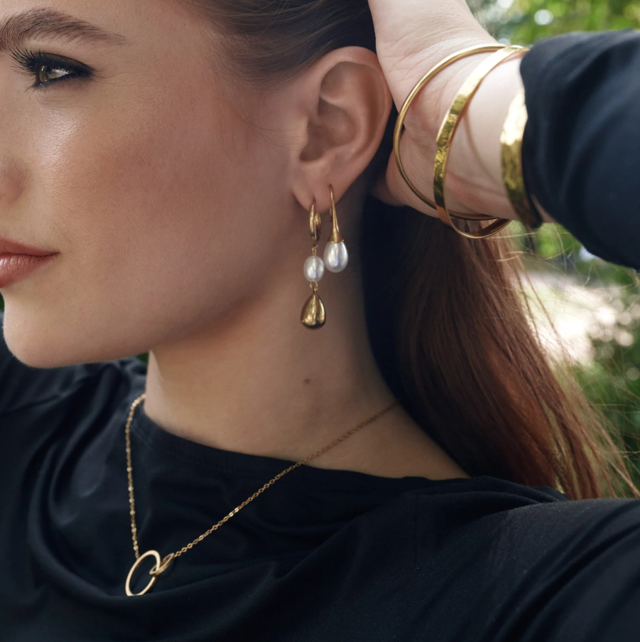 Laura Pearl Hoop Earring Stainless Steel