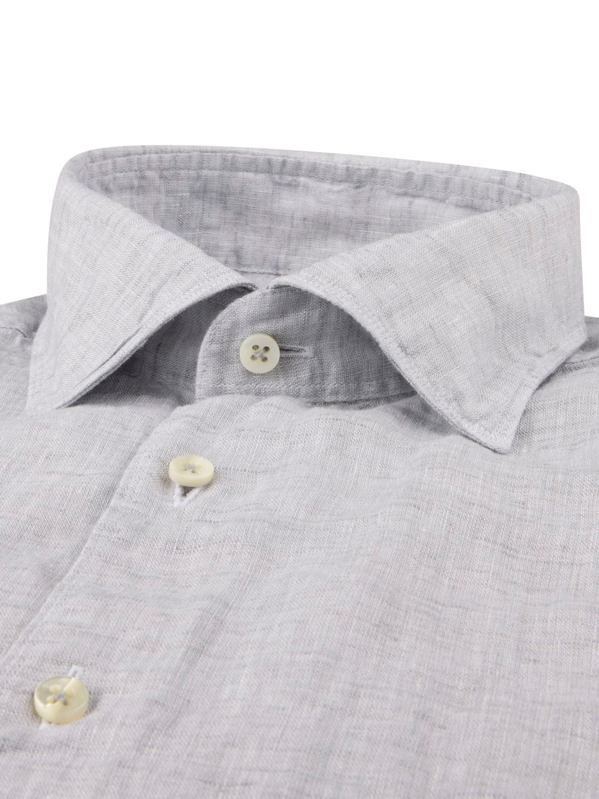 Regular Light Grey Linen Casual Shirt