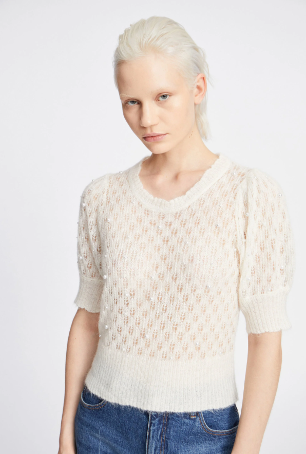 Popta Knitted Top SS Ivory