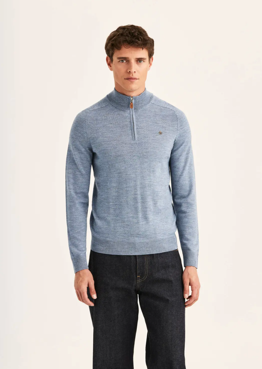 Merino John Zip AW26 Iceblue 56