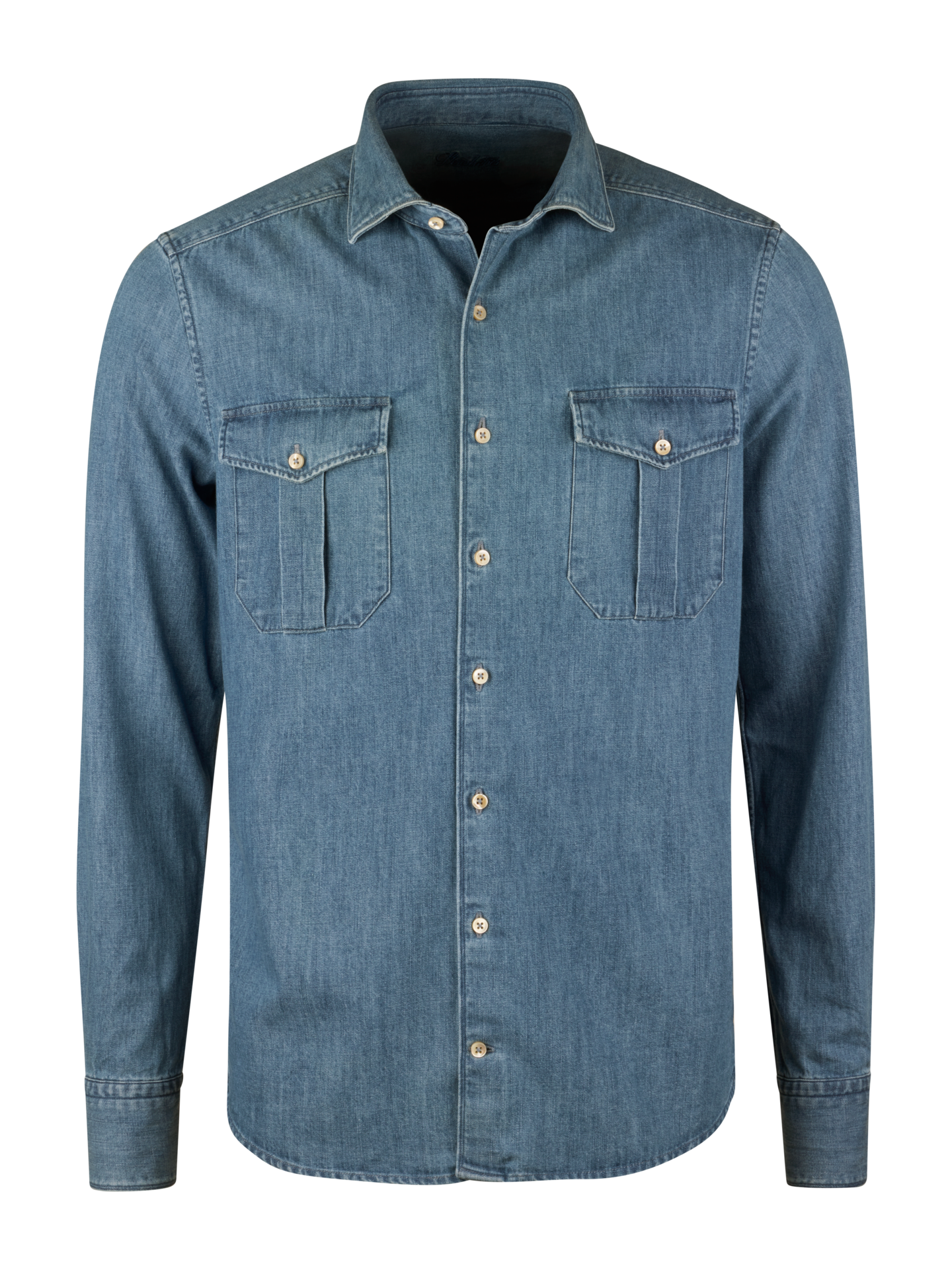Blue Denim Slimline Shirt Double Pockets