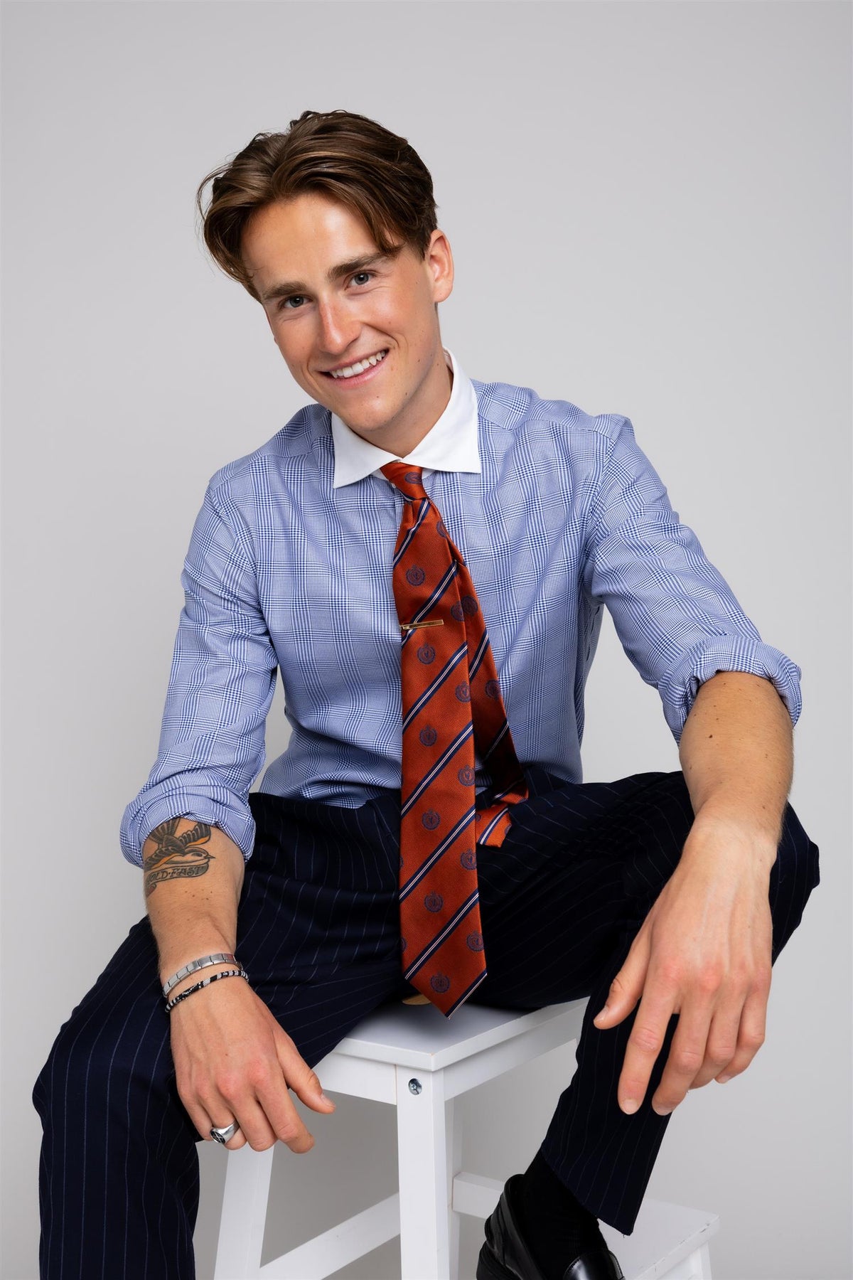 Reppstripe Crest Silk Tie Orange