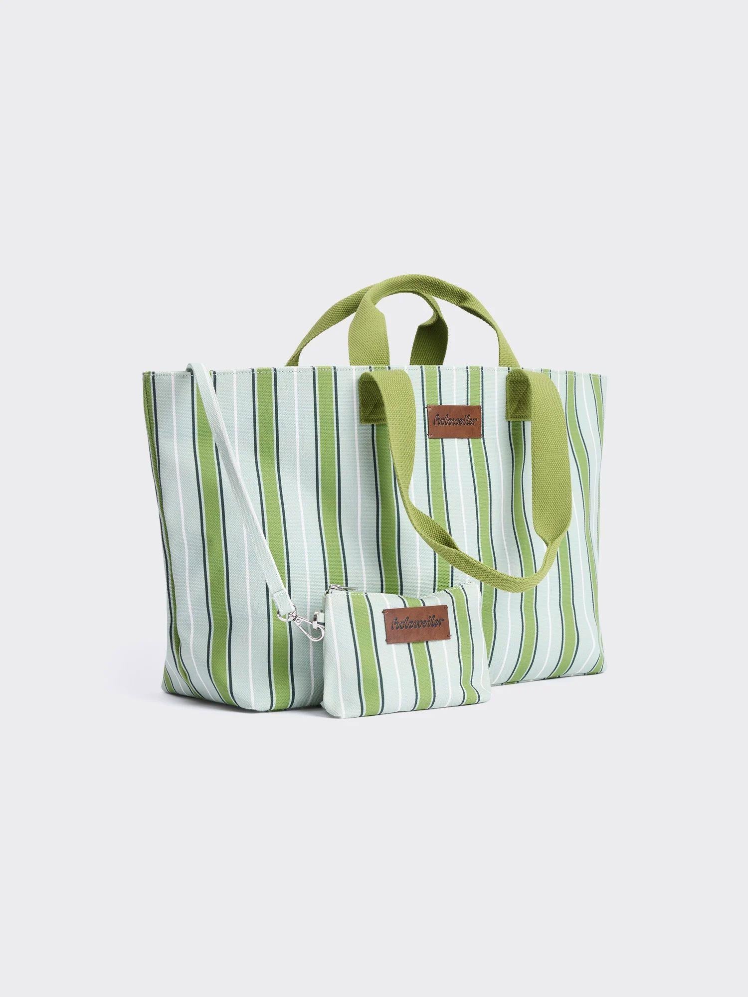Bang Stripe Tote Bag Green Stripe