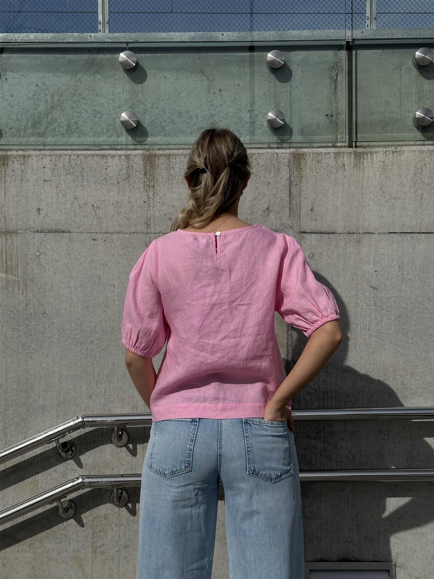 Rose linen Top Pink