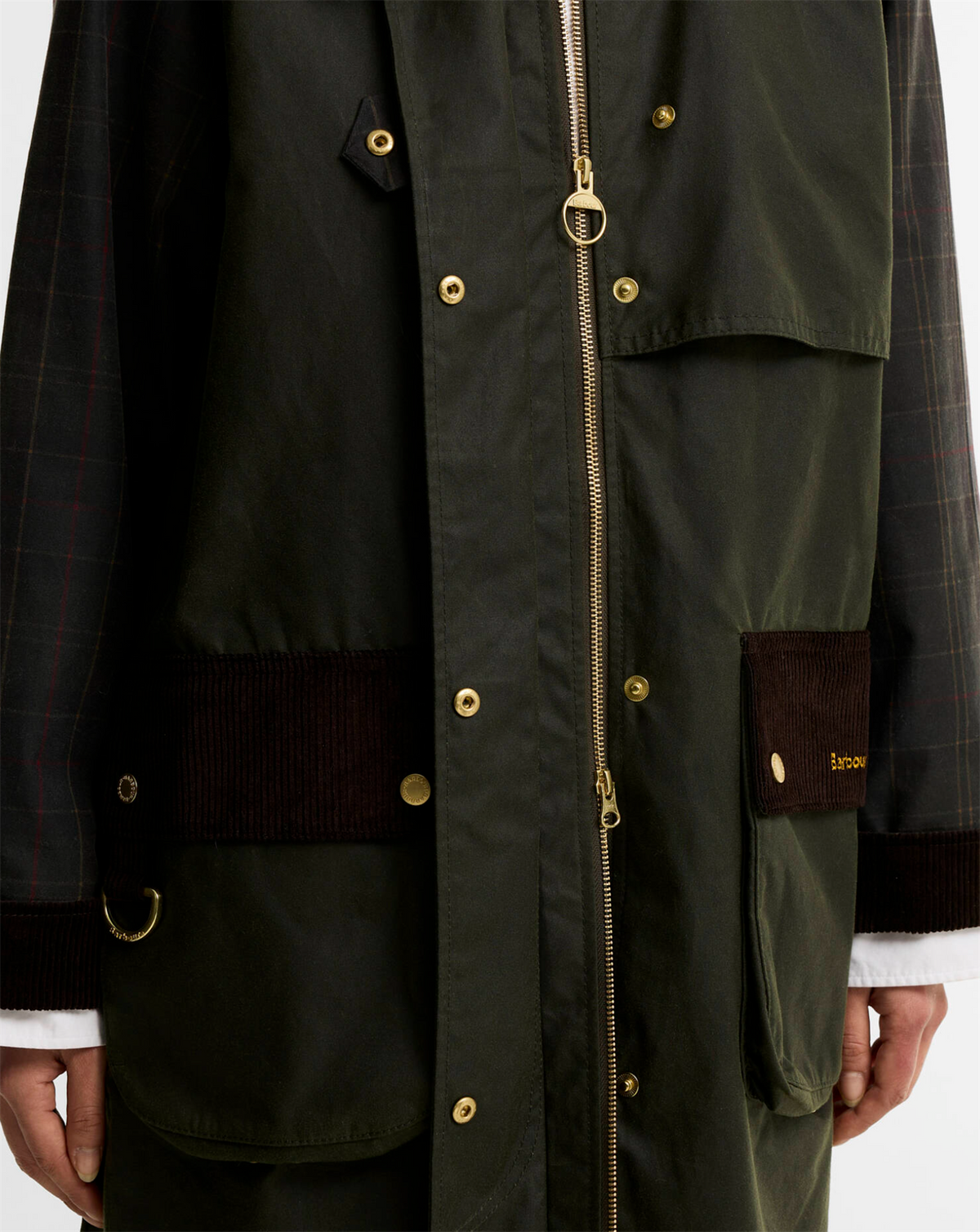 Checked Kirkless Wax Jacket Olive