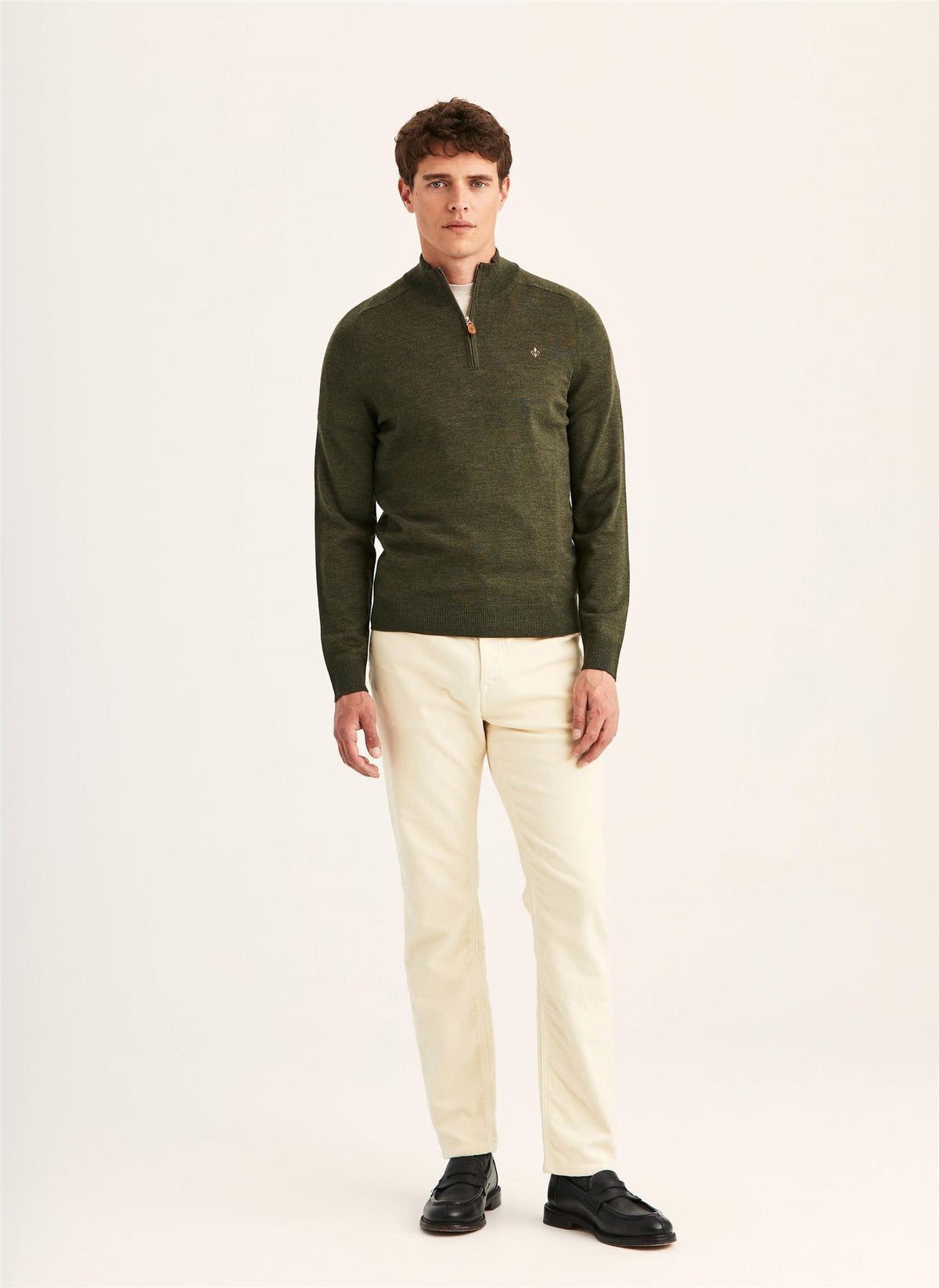 Merino John Zip AW26 Olive
