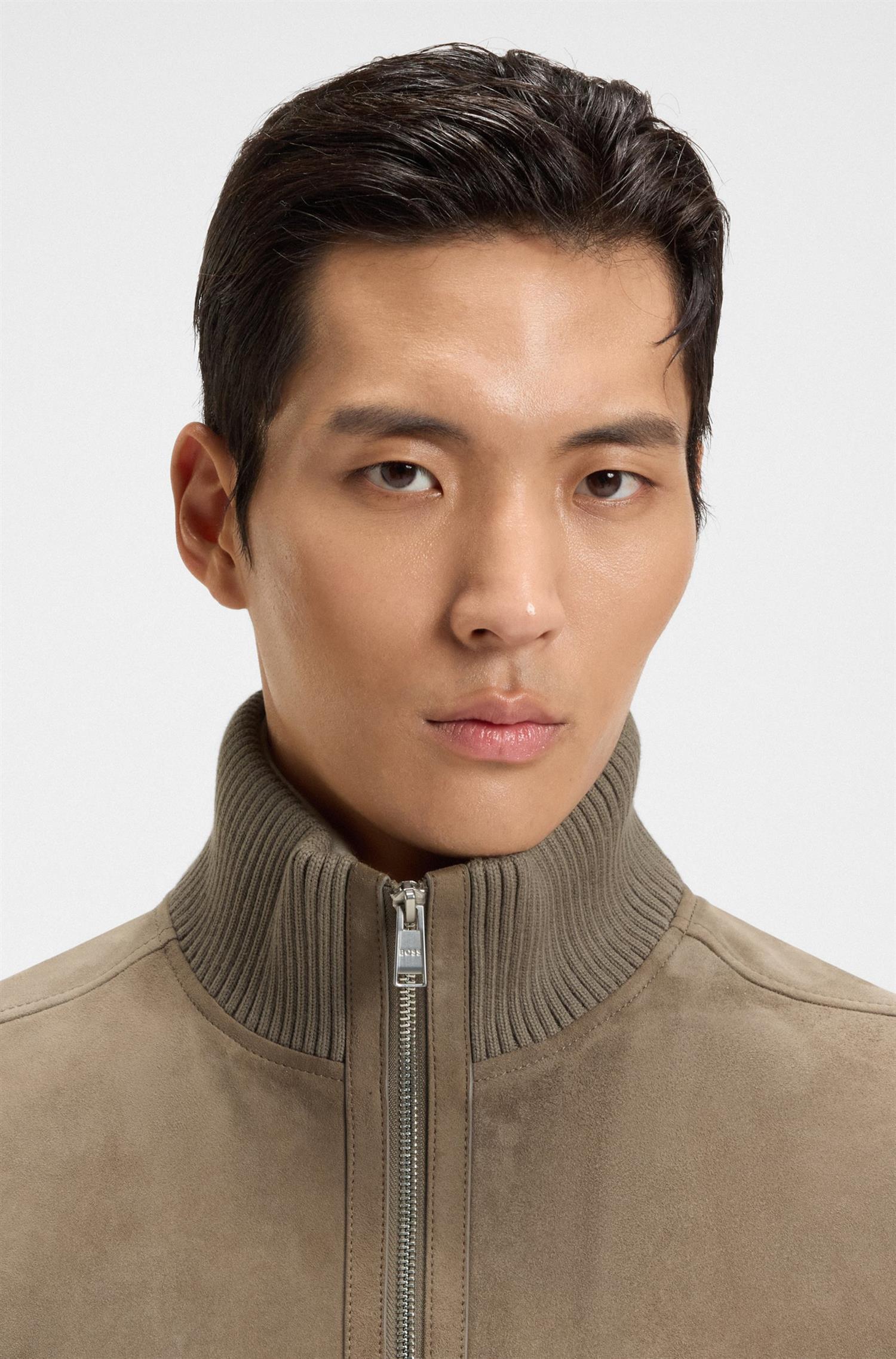 H-Maparo Suede Jacket with knitted sleeves