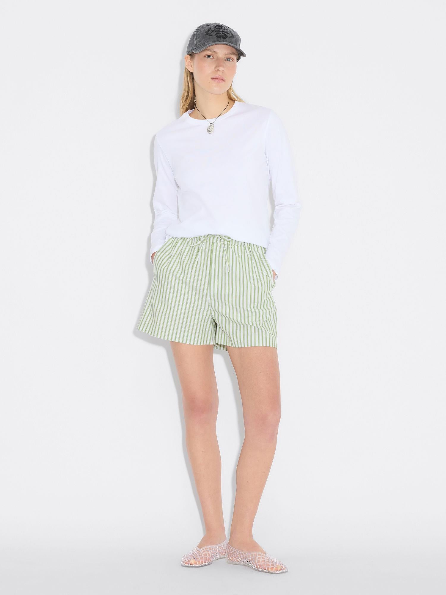 Loose Stripe Shorts Green Stripe
