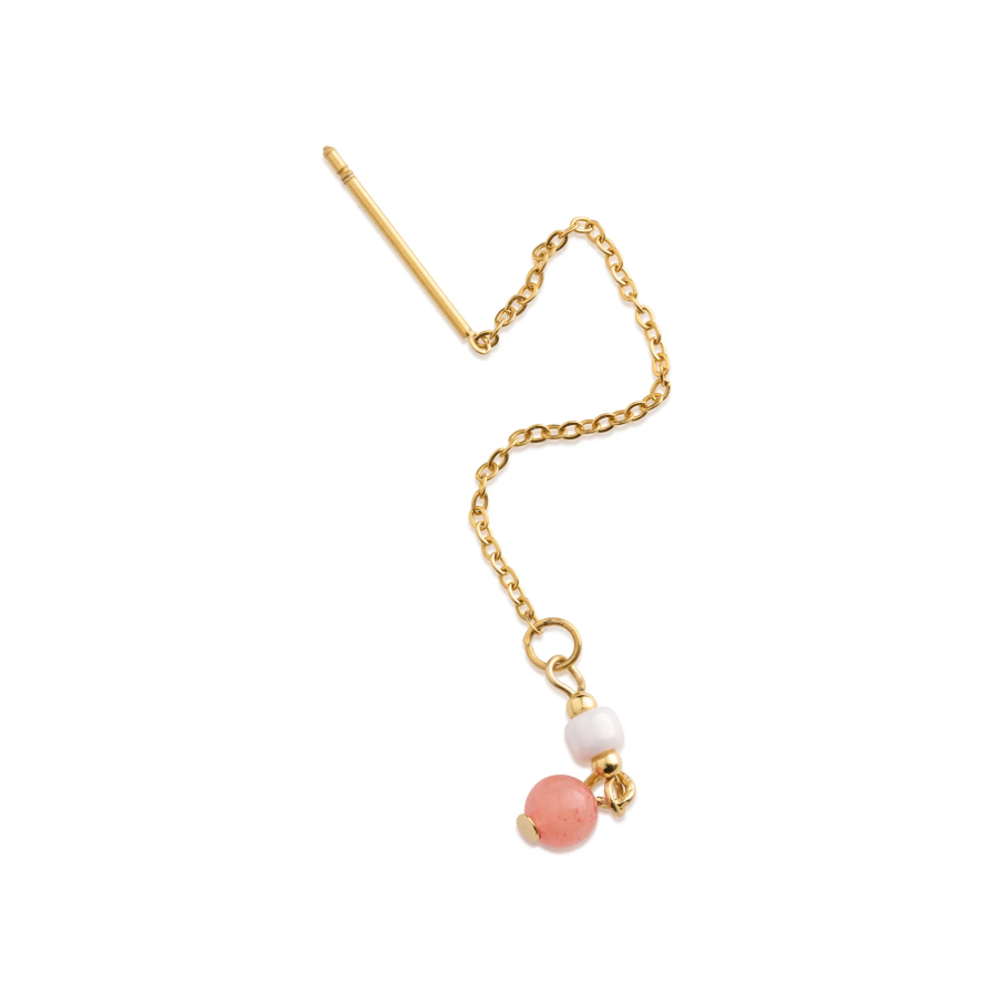 Ada Coral Bead Chain Earrings Gold