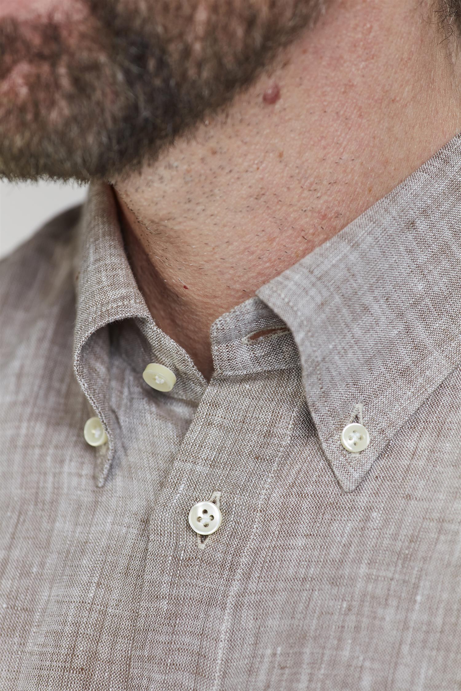 Short Sleeve Linen Shirt Lt.Brown