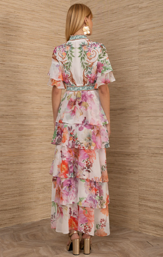 Itzayana Chiffon Maxi Dress Ivory