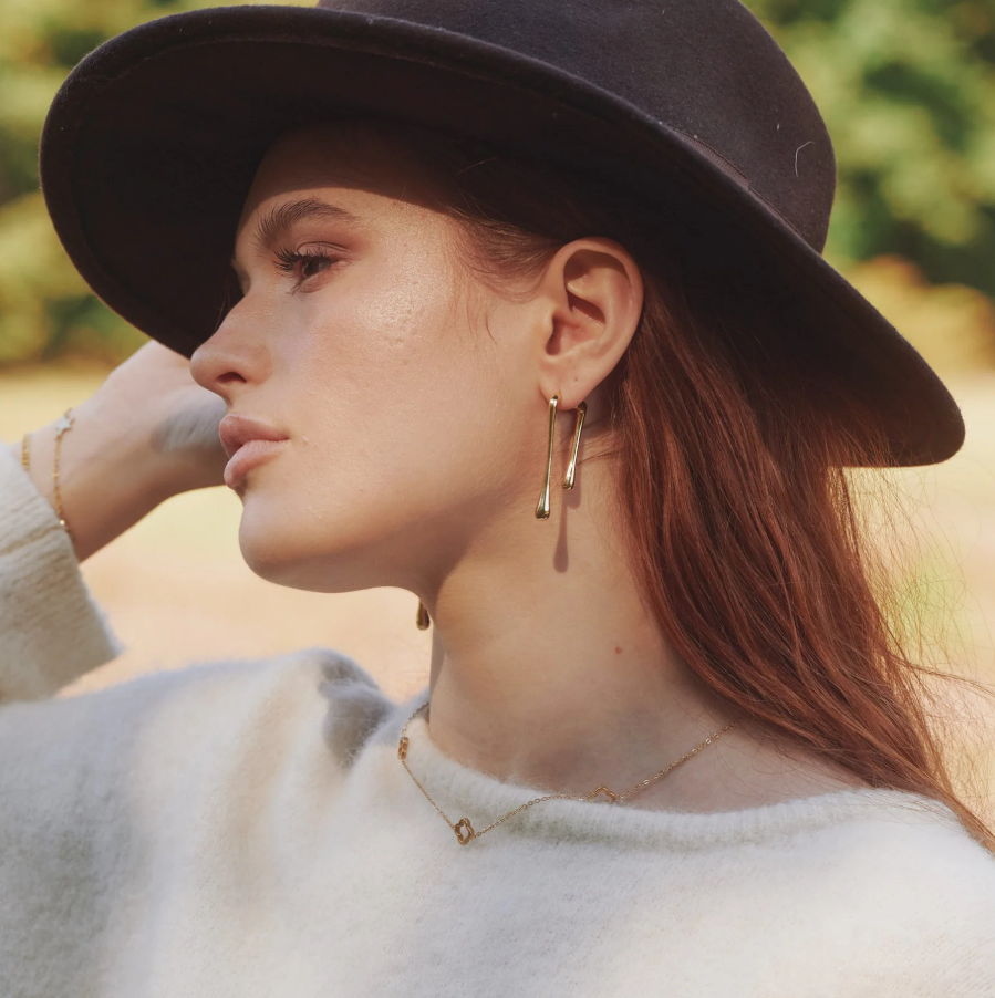 Corinne Drop Bar Earrings Silver