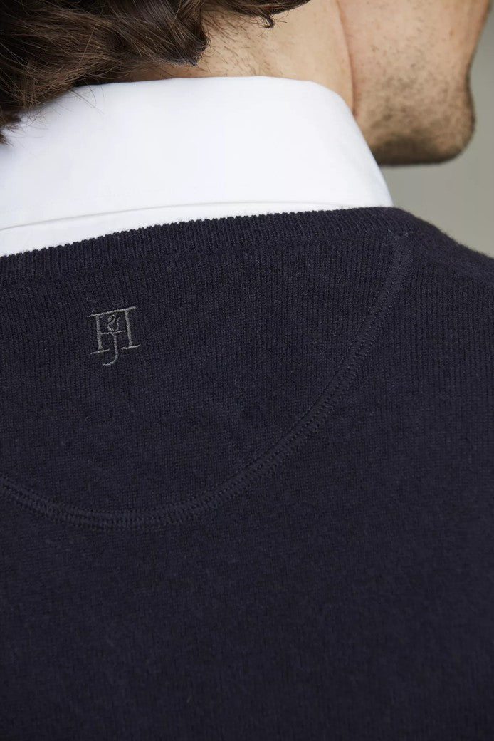 Geelong Knitted V-Neck Sweater Navy
