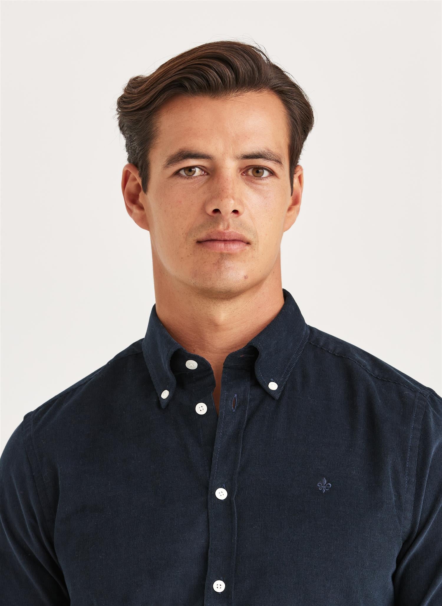 Douglas Cord Shirt-Slim Fit Blue