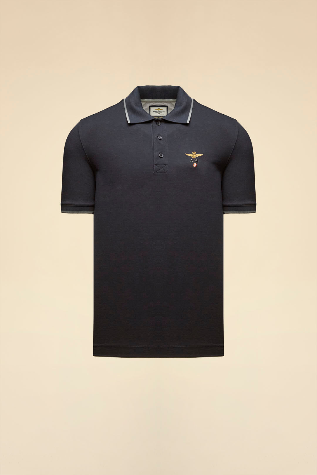 Basic short sleeve cotton polo shirt Navy