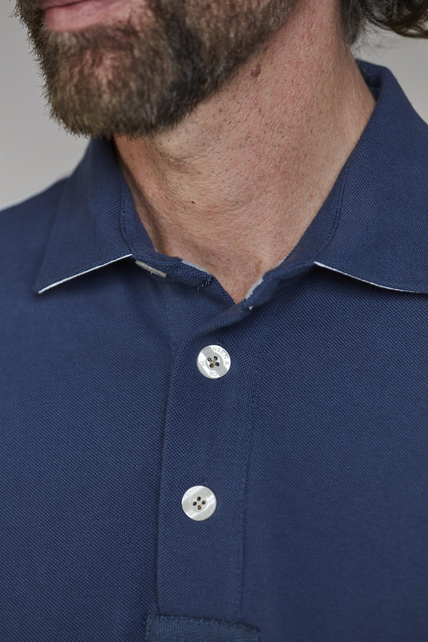 Stripe Back Polo Mid Blue