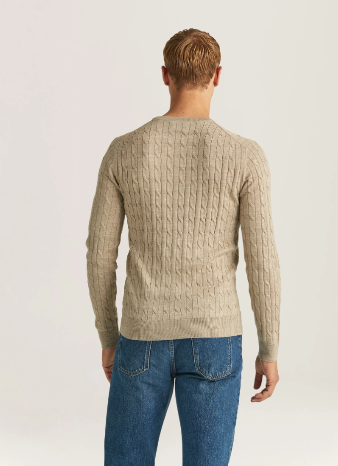Merino Cable Oneck Khaki