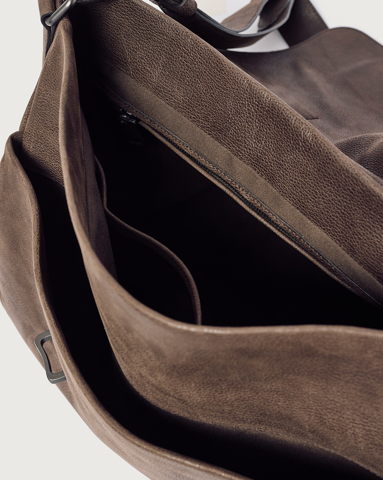 Jones Chevrette leather messenger bag Chocolate