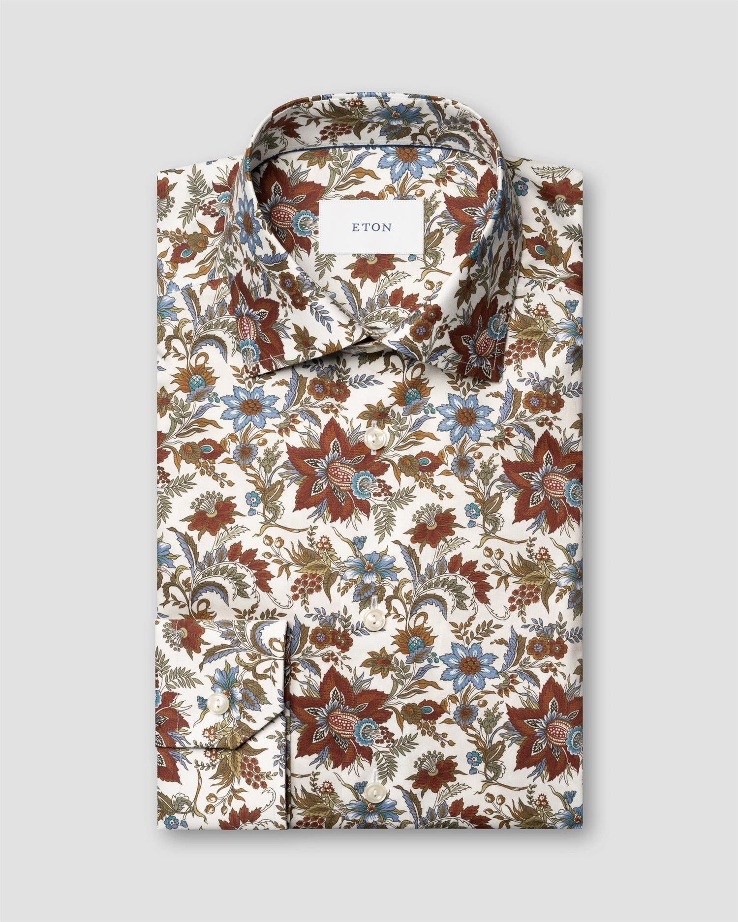 Red Floral Print Signature Twill Contemporary Shirt