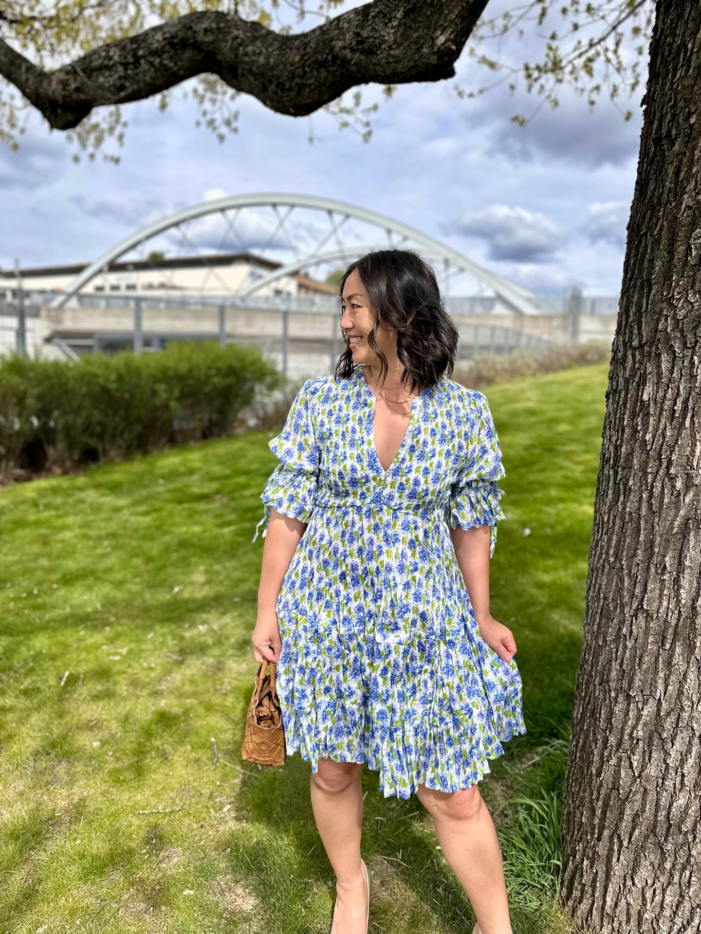 Twisted Mini Dress Peonies