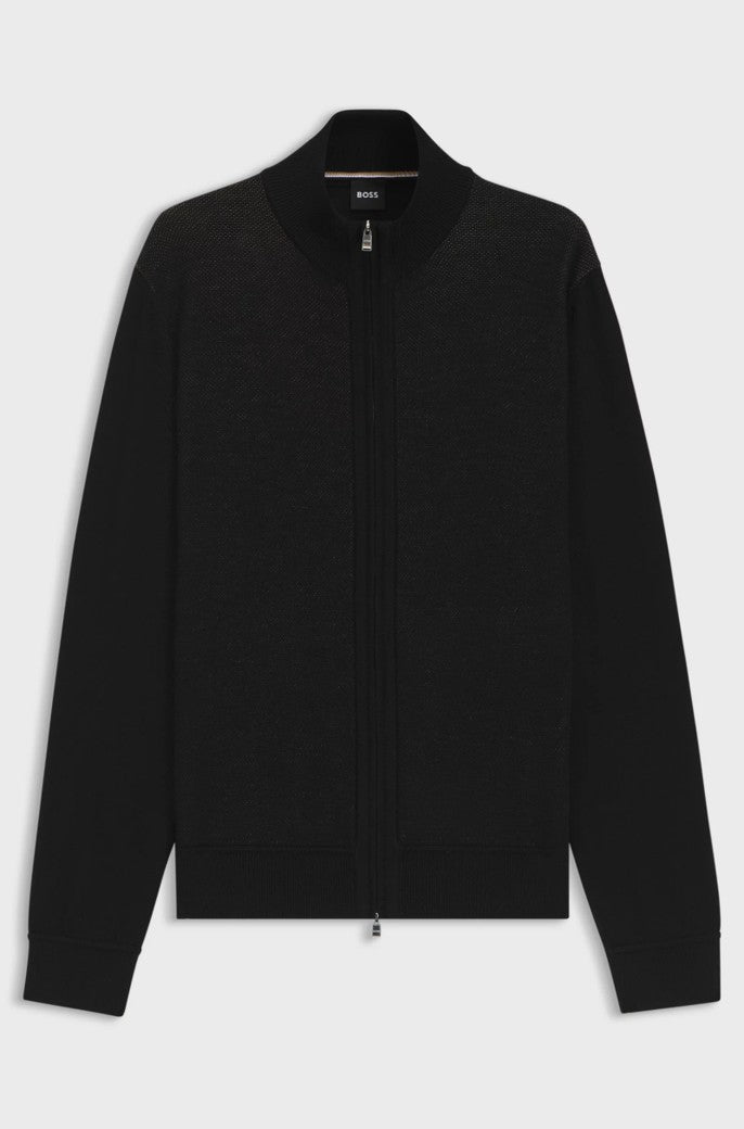H-Idino Zip Up Wool Cardigan Black
