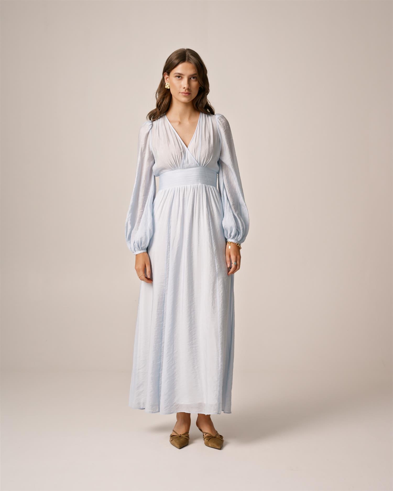 Viscose V-Neck Dress PF25 Light Blue