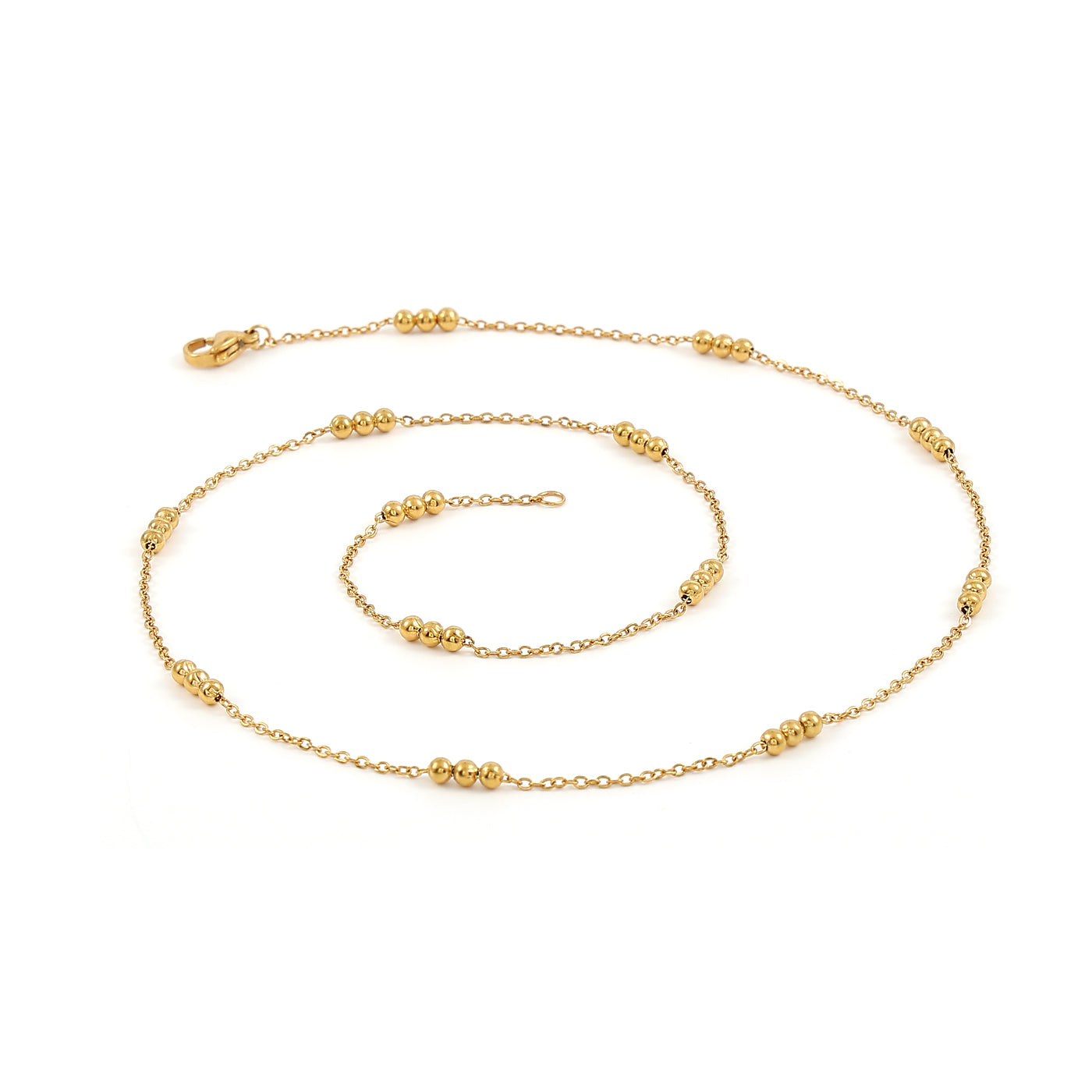 ANICA-BEADEDE CHAIN NECKLACE STAINLESS STEEL-GOLD