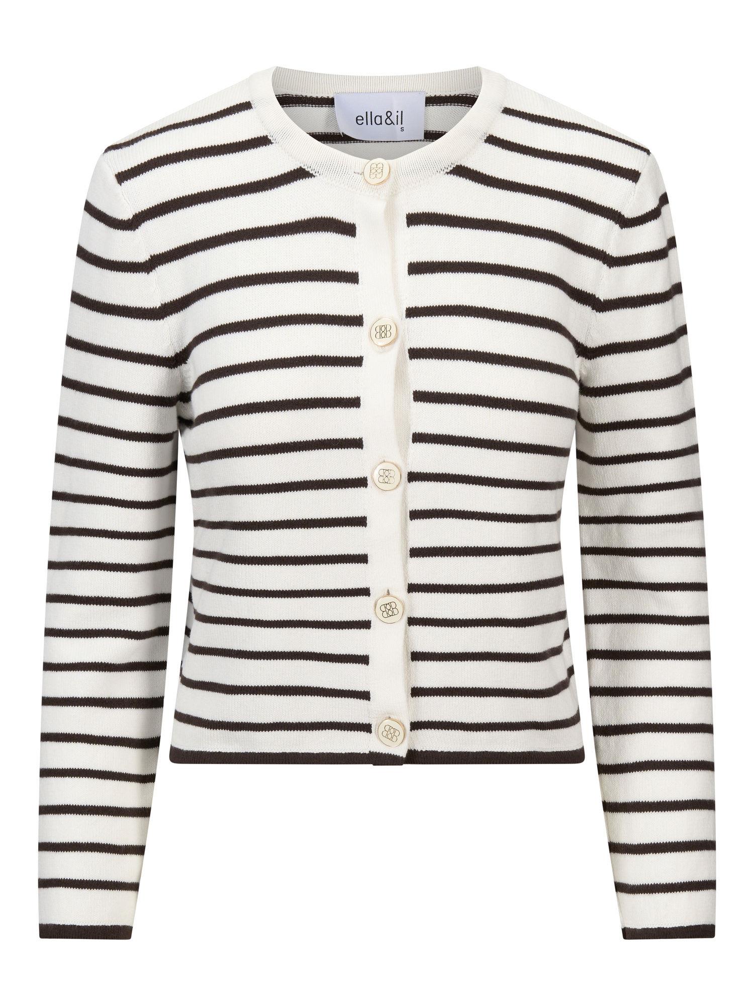 Lisa Cotton Cardigan White Brown
