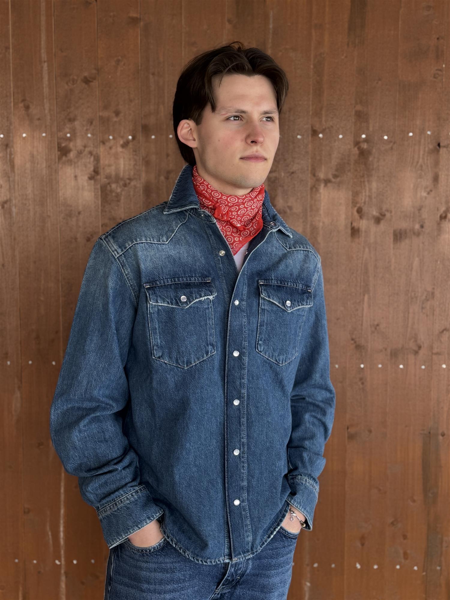 M Slim Denim Shirt Blue